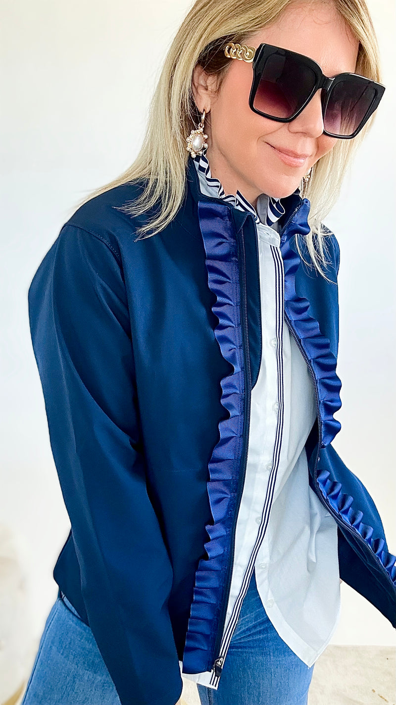 Sailor Soft Shell Jacket - Navy-160 Jackets-Pearly Vine-Coastal Bloom Boutique, find the trendiest versions of the popular styles and looks Located in Indialantic, FL