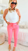 Love Endures Italian Jogger - Neon Coral-180 Joggers-Yolly-Coastal Bloom Boutique, find the trendiest versions of the popular styles and looks Located in Indialantic, FL