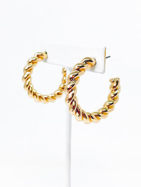 Gold Twisted Rope Hoop Earrings-230 Jewelry-Golden Stella-Coastal Bloom Boutique, find the trendiest versions of the popular styles and looks Located in Indialantic, FL