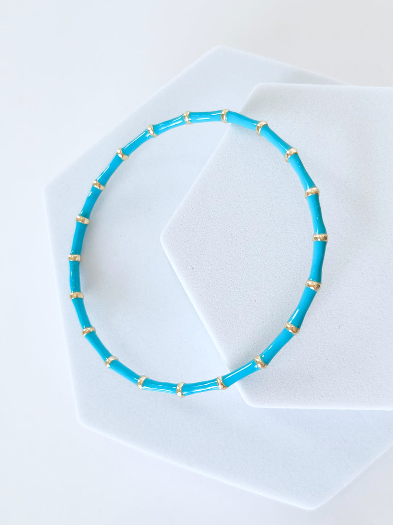 Thin Bamboo Bracelet - Turquoise-230 Jewelry-Golden Stella-Coastal Bloom Boutique, find the trendiest versions of the popular styles and looks Located in Indialantic, FL