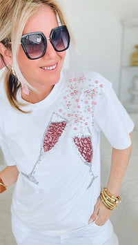 Sequin Bubbly Tee - White-120 Graphic-Why Dress-Coastal Bloom Boutique, find the trendiest versions of the popular styles and looks Located in Indialantic, FL