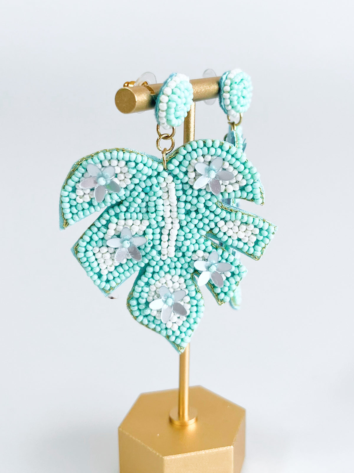 Tropical Forest Leaf Earrings - Turquoise-230 Jewelry-Golden Stella-Coastal Bloom Boutique, find the trendiest versions of the popular styles and looks Located in Indialantic, FL