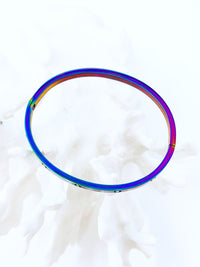 Thin Stainless Steel Stud Bracelet - Oil Spill-230 Jewelry-Wona Trading-Coastal Bloom Boutique, find the trendiest versions of the popular styles and looks Located in Indialantic, FL
