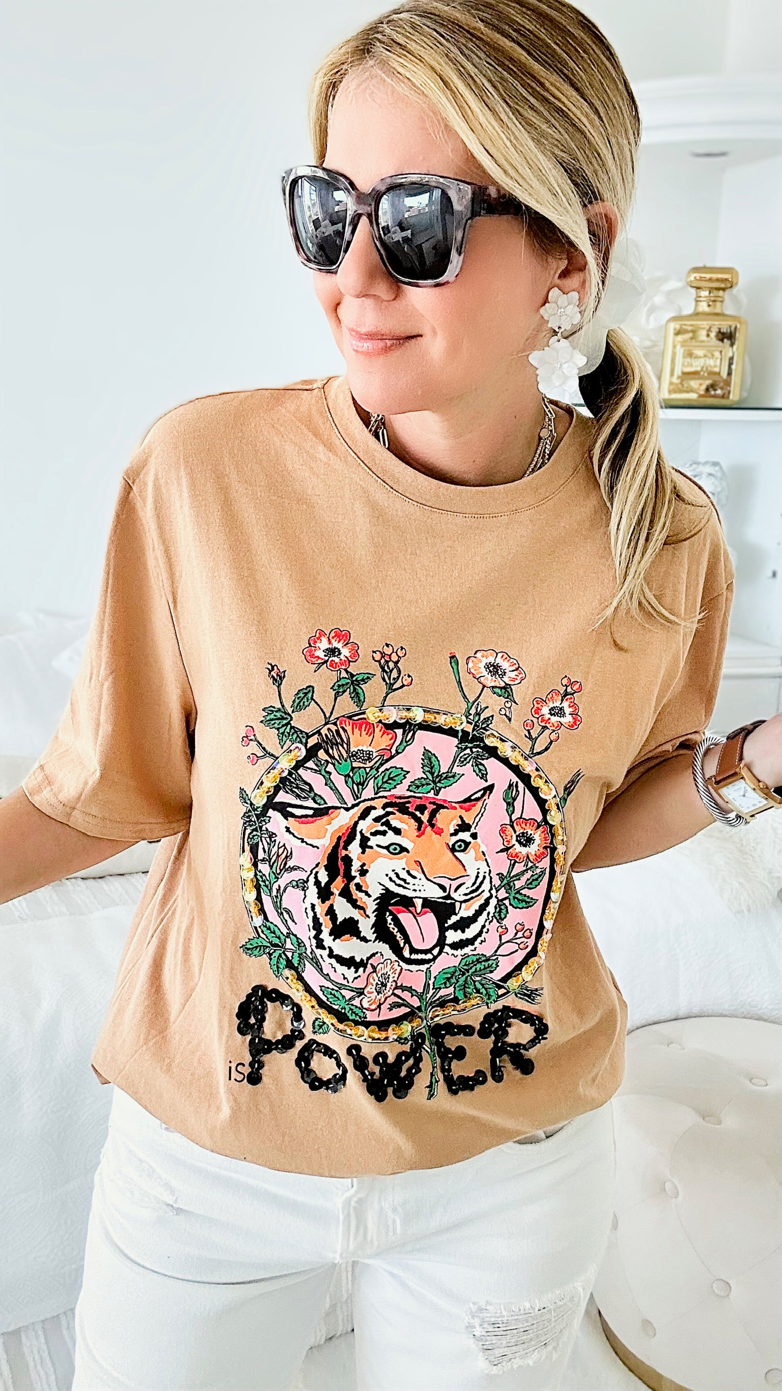 Fierce is Power Graphic Tee - Camel-120 Graphic-Yolly-Coastal Bloom Boutique, find the trendiest versions of the popular styles and looks Located in Indialantic, FL