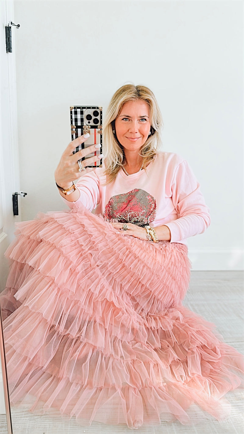Stella Tiered Tulle Skirt - Blush-170 Bottoms-Taba Stitch-Coastal Bloom Boutique, find the trendiest versions of the popular styles and looks Located in Indialantic, FL