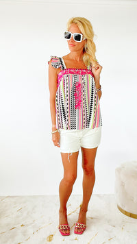 Venice Embroidered Sleeveless Top-100 Sleeveless Tops-Andree By Unit-Coastal Bloom Boutique, find the trendiest versions of the popular styles and looks Located in Indialantic, FL
