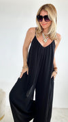 Brisbane Woven Jumpsuit - Black-200 Dresses/Jumpsuits/Rompers-DRESS DAY-Coastal Bloom Boutique, find the trendiest versions of the popular styles and looks Located in Indialantic, FL