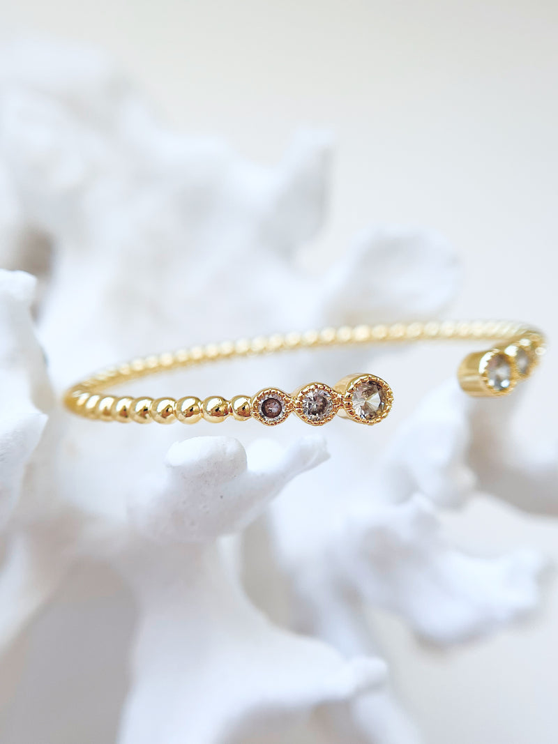 Crystal Trio Beaded Cuff Bracelet-230 Jewelry-Diamond Veneer-Coastal Bloom Boutique, find the trendiest versions of the popular styles and looks Located in Indialantic, FL