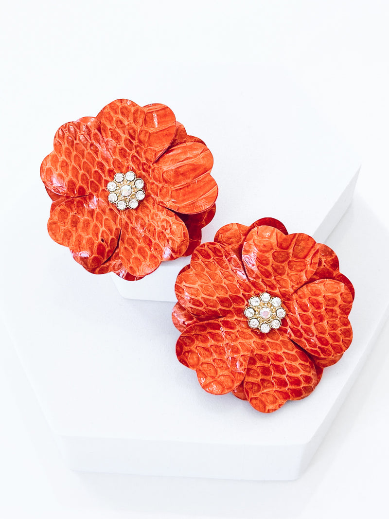 CZ Blossom Earrings - Orange-230 Jewelry-Golden Stella-Coastal Bloom Boutique, find the trendiest versions of the popular styles and looks Located in Indialantic, FL