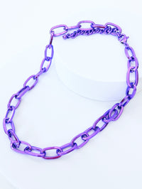 Color Linked Chain Choker - Purple-230 Jewelry-Golden Stella-Coastal Bloom Boutique, find the trendiest versions of the popular styles and looks Located in Indialantic, FL