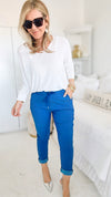 Spring Italian Jogger Pant - Royal Blue-180 Joggers-Yolly-Coastal Bloom Boutique, find the trendiest versions of the popular styles and looks Located in Indialantic, FL