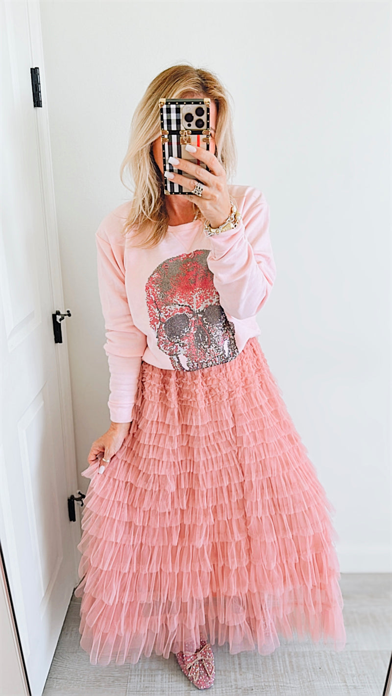 Stella Tiered Tulle Skirt - Blush-170 Bottoms-Taba Stitch-Coastal Bloom Boutique, find the trendiest versions of the popular styles and looks Located in Indialantic, FL