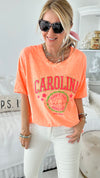 Carolina Graphic Tee - Neon Orange-120 Graphic-Yolly-Coastal Bloom Boutique, find the trendiest versions of the popular styles and looks Located in Indialantic, FL