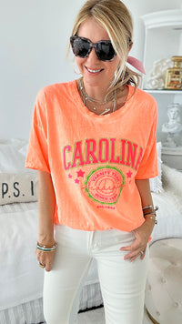 Carolina Graphic Tee - Neon Orange-120 Graphic-Yolly-Coastal Bloom Boutique, find the trendiest versions of the popular styles and looks Located in Indialantic, FL