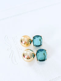 Light Sapphire & Ball Earrings-230 Jewelry-Golden Stella-Coastal Bloom Boutique, find the trendiest versions of the popular styles and looks Located in Indialantic, FL