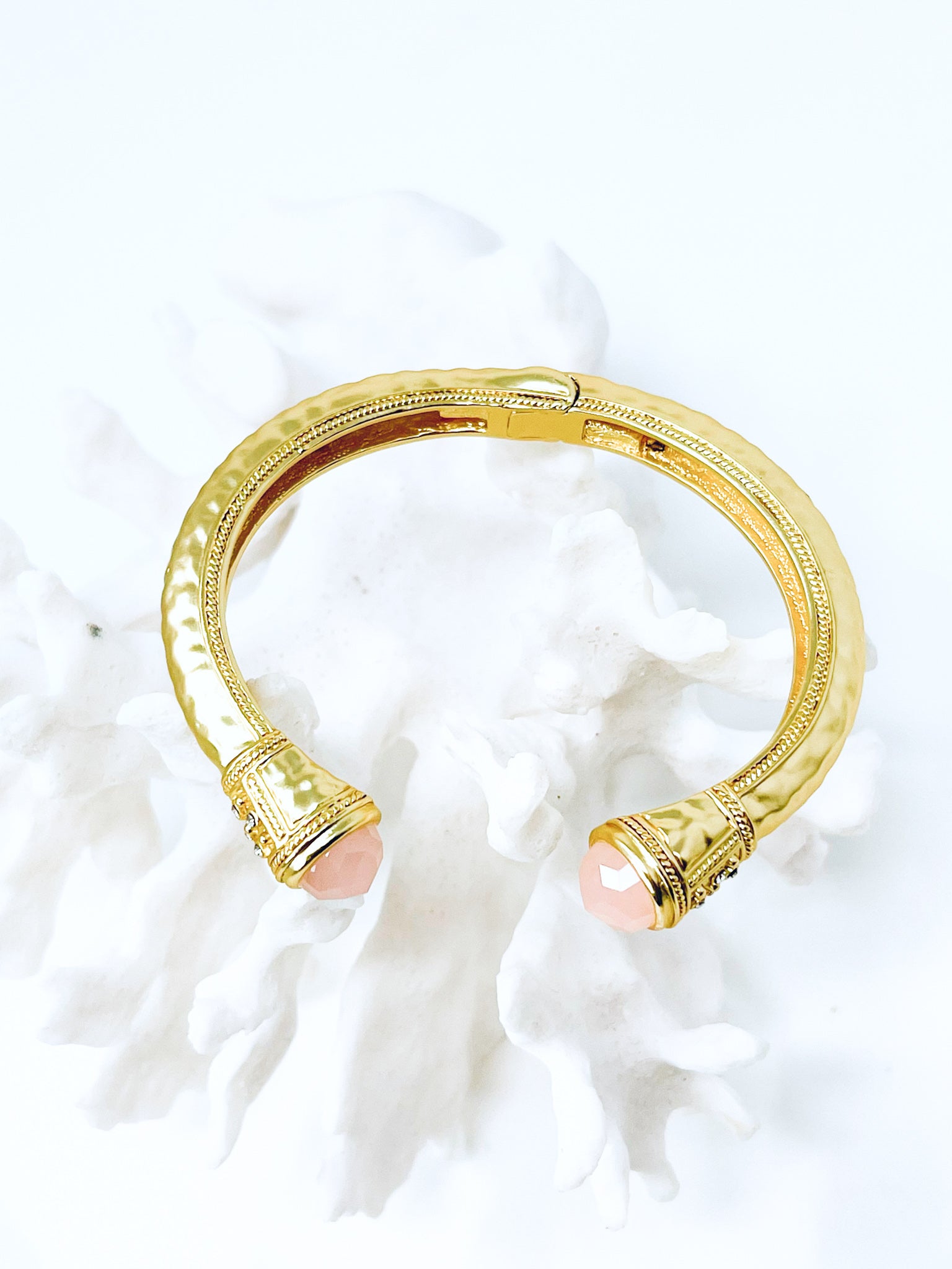 Gold Chunky Elegant Bracelet - Pink-230 Jewelry-Golden Stella-Coastal Bloom Boutique, find the trendiest versions of the popular styles and looks Located in Indialantic, FL