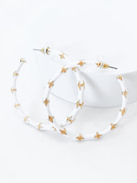 Large Bamboo Hoop Earrings - White-230 Jewelry-Golden Stella-Coastal Bloom Boutique, find the trendiest versions of the popular styles and looks Located in Indialantic, FL