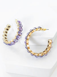 CZ Oval Hoop Earrings - Amethyst-230 Jewelry-Golden Stella-Coastal Bloom Boutique, find the trendiest versions of the popular styles and looks Located in Indialantic, FL