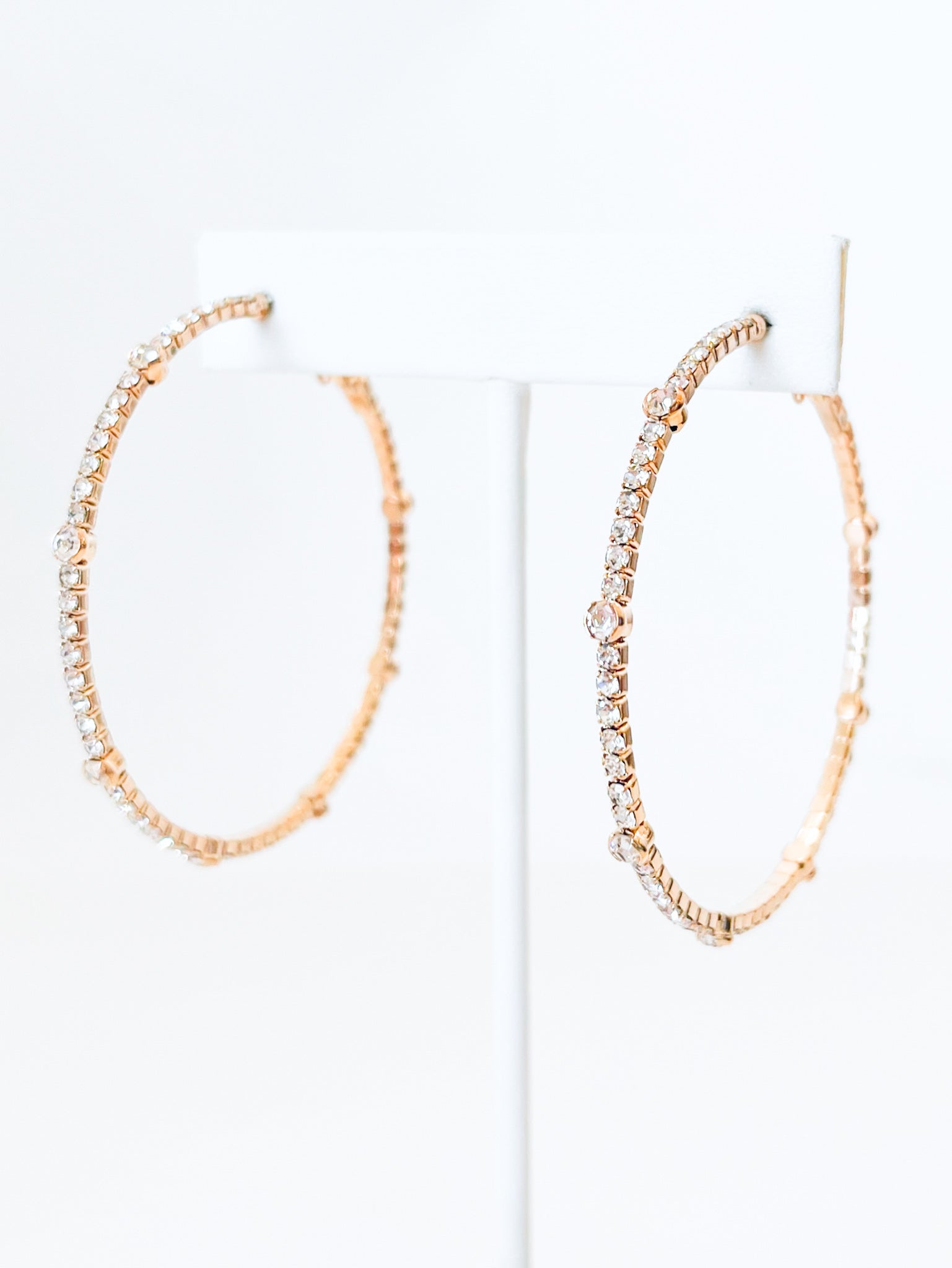 CZ Eternity Station Hoops-230 Jewelry-LA JEWELRY PLAZA-Coastal Bloom Boutique, find the trendiest versions of the popular styles and looks Located in Indialantic, FL