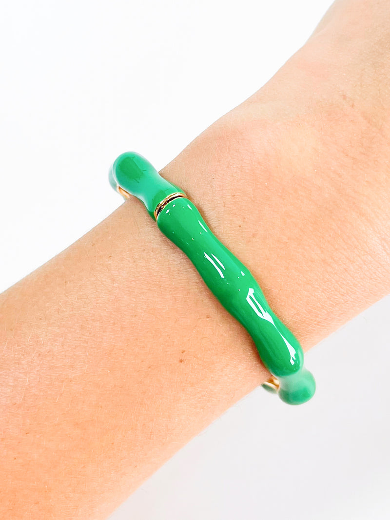 Enamel Bamboo Hinge Bracelet - Green-230 Jewelry-Golden Stella-Coastal Bloom Boutique, find the trendiest versions of the popular styles and looks Located in Indialantic, FL