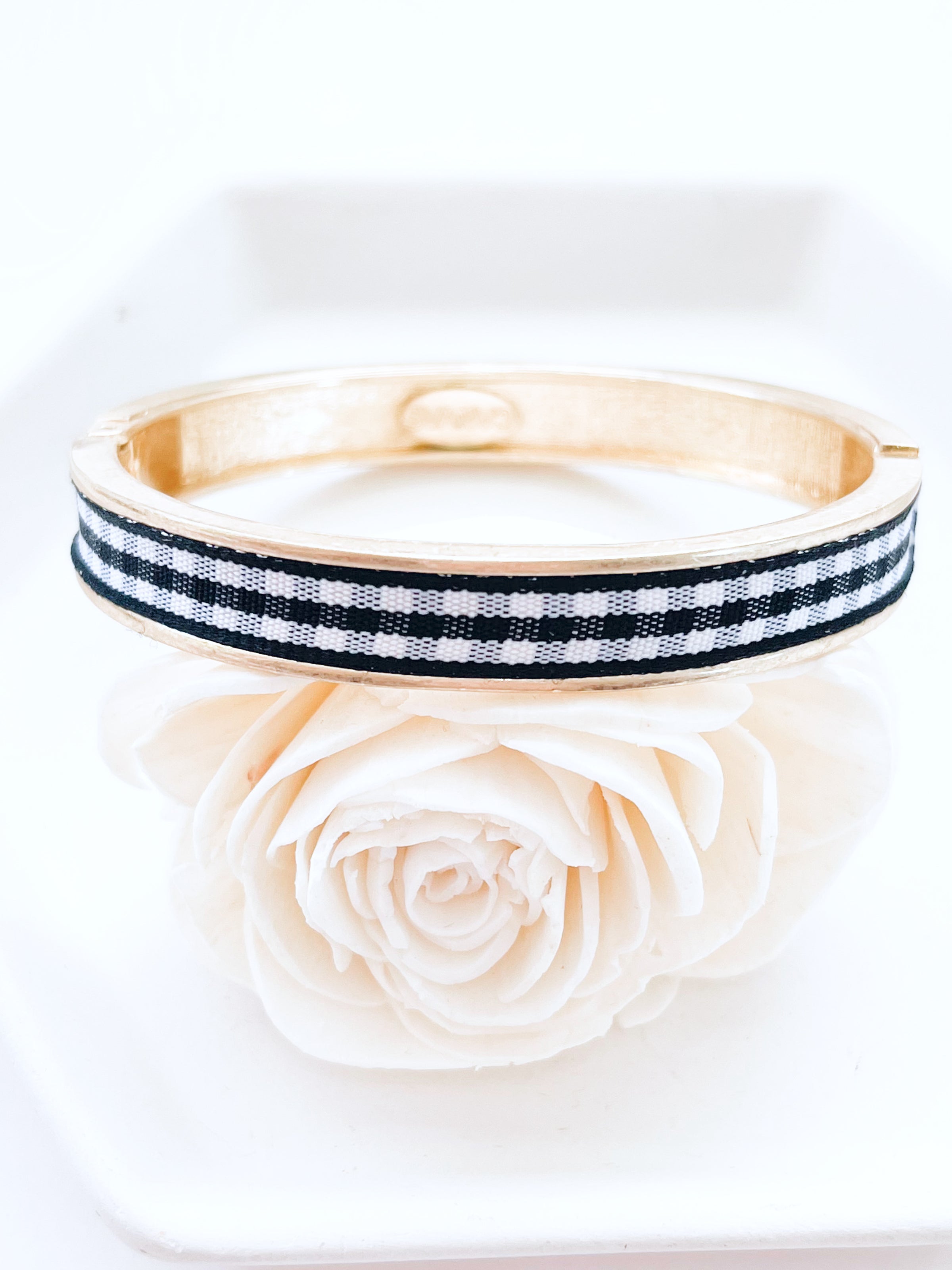Mackenzie Gingham Bangle - Black-230 Jewelry-Canvas-Coastal Bloom Boutique, find the trendiest versions of the popular styles and looks Located in Indialantic, FL