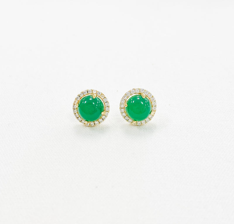 Jade & Gold Halo Stud Earring-230 Jewelry-NYC-Coastal Bloom Boutique, find the trendiest versions of the popular styles and looks Located in Indialantic, FL