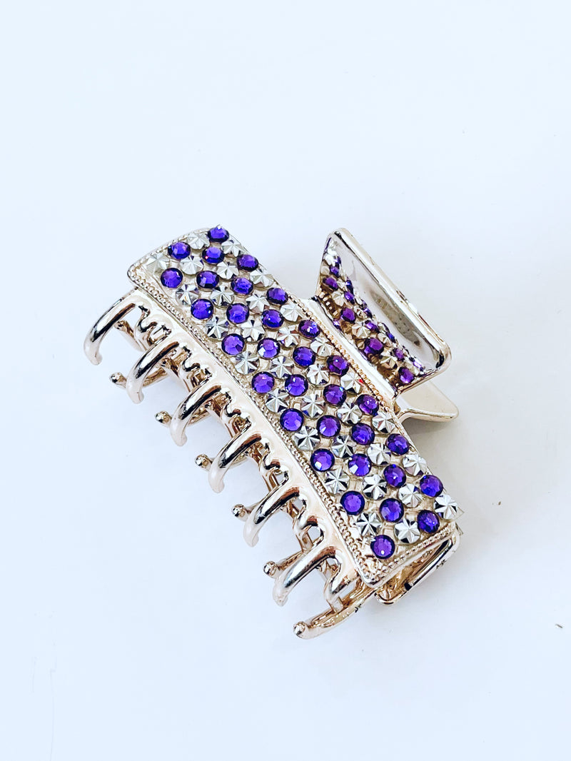 Cz Hair Clip - Purple-260 Other Accessories-Cap Zone-Coastal Bloom Boutique, find the trendiest versions of the popular styles and looks Located in Indialantic, FL
