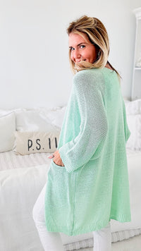 Marseille Light Weight Long Italian Cardigan- Mint-150 Cardigans/Layers-Germany-Coastal Bloom Boutique, find the trendiest versions of the popular styles and looks Located in Indialantic, FL