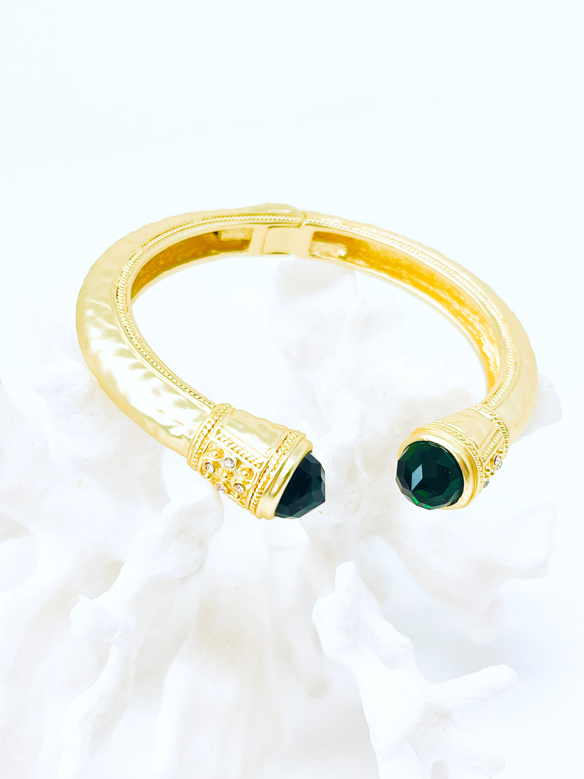 Gold Chunky Elegant Bracelet - Emerald-230 Jewelry-NYC/GS JEWELRY-Coastal Bloom Boutique, find the trendiest versions of the popular styles and looks Located in Indialantic, FL