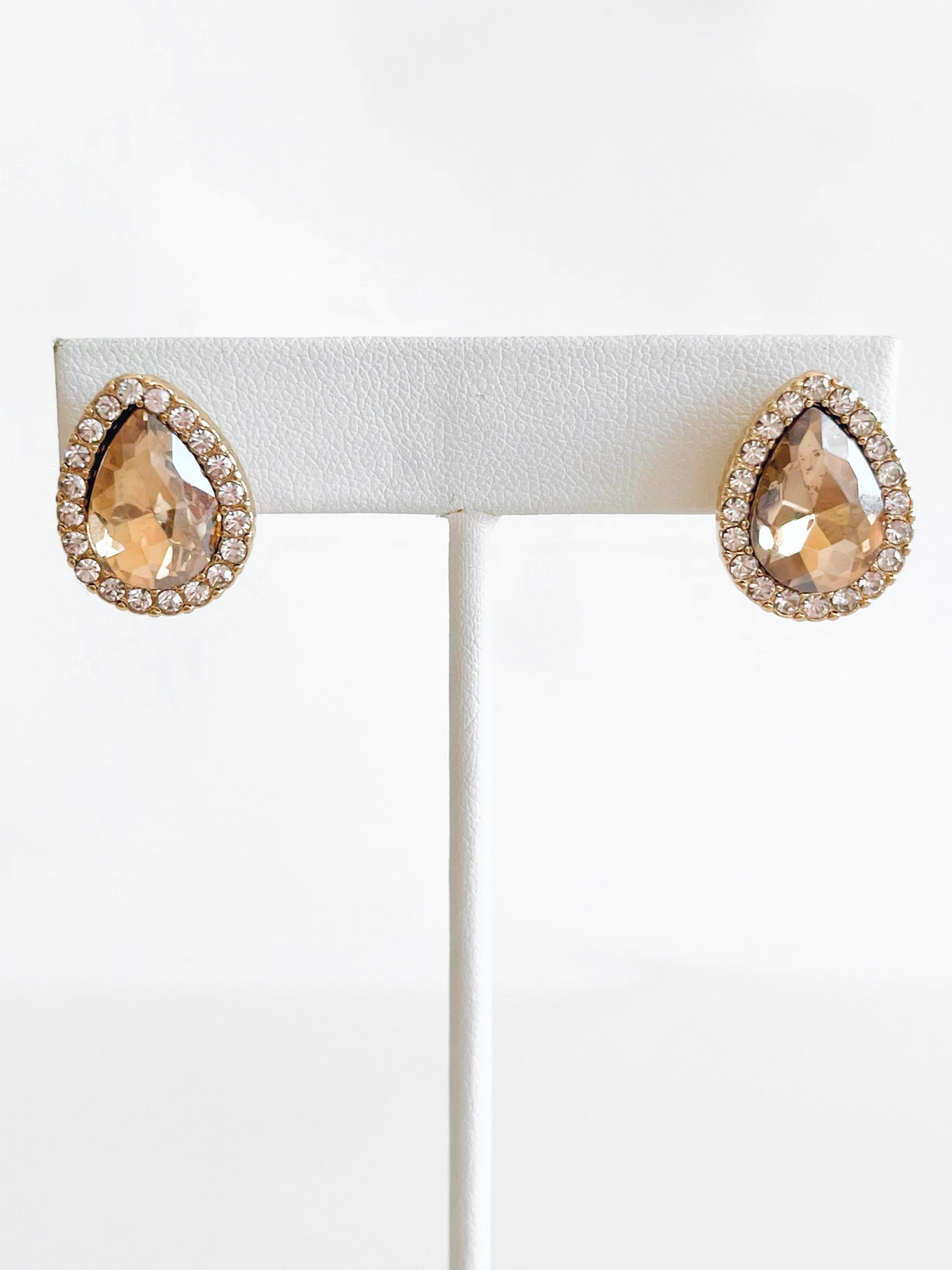 Teardrop Stud Earrings - Champagne-230 Jewelry-BAG BOUTIQUE-Coastal Bloom Boutique, find the trendiest versions of the popular styles and looks Located in Indialantic, FL