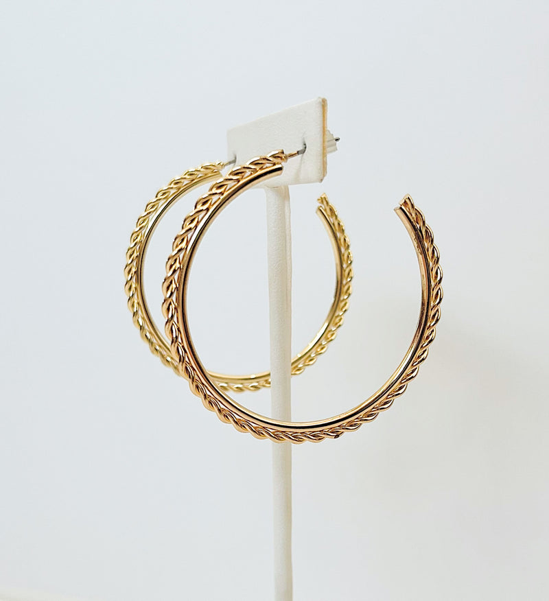 Twisted Rope Layered Hoop Earrings Thin - Big-230 Jewelry-Golden Stella-Coastal Bloom Boutique, find the trendiest versions of the popular styles and looks Located in Indialantic, FL