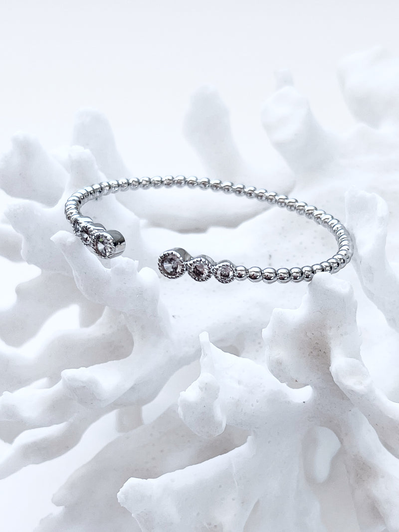Crystal Trio Beaded Cuff Bracelet-230 Jewelry-Diamond Veneer-Coastal Bloom Boutique, find the trendiest versions of the popular styles and looks Located in Indialantic, FL
