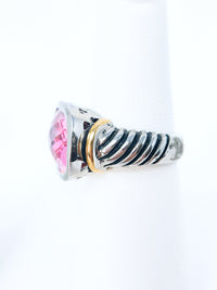 Sterling Silver Pink Cable Twist Two Tone Ring-230 Jewelry-Oriental Treasure-Coastal Bloom Boutique, find the trendiest versions of the popular styles and looks Located in Indialantic, FL