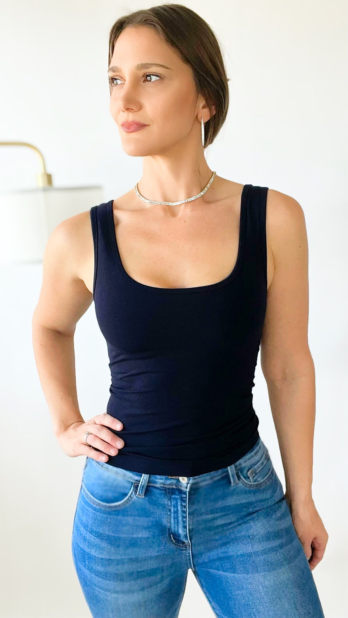 Crazy Beautiful Built In Bra Tank - French Navy-220 Intimates-Elietian-Coastal Bloom Boutique, find the trendiest versions of the popular styles and looks Located in Indialantic, FL