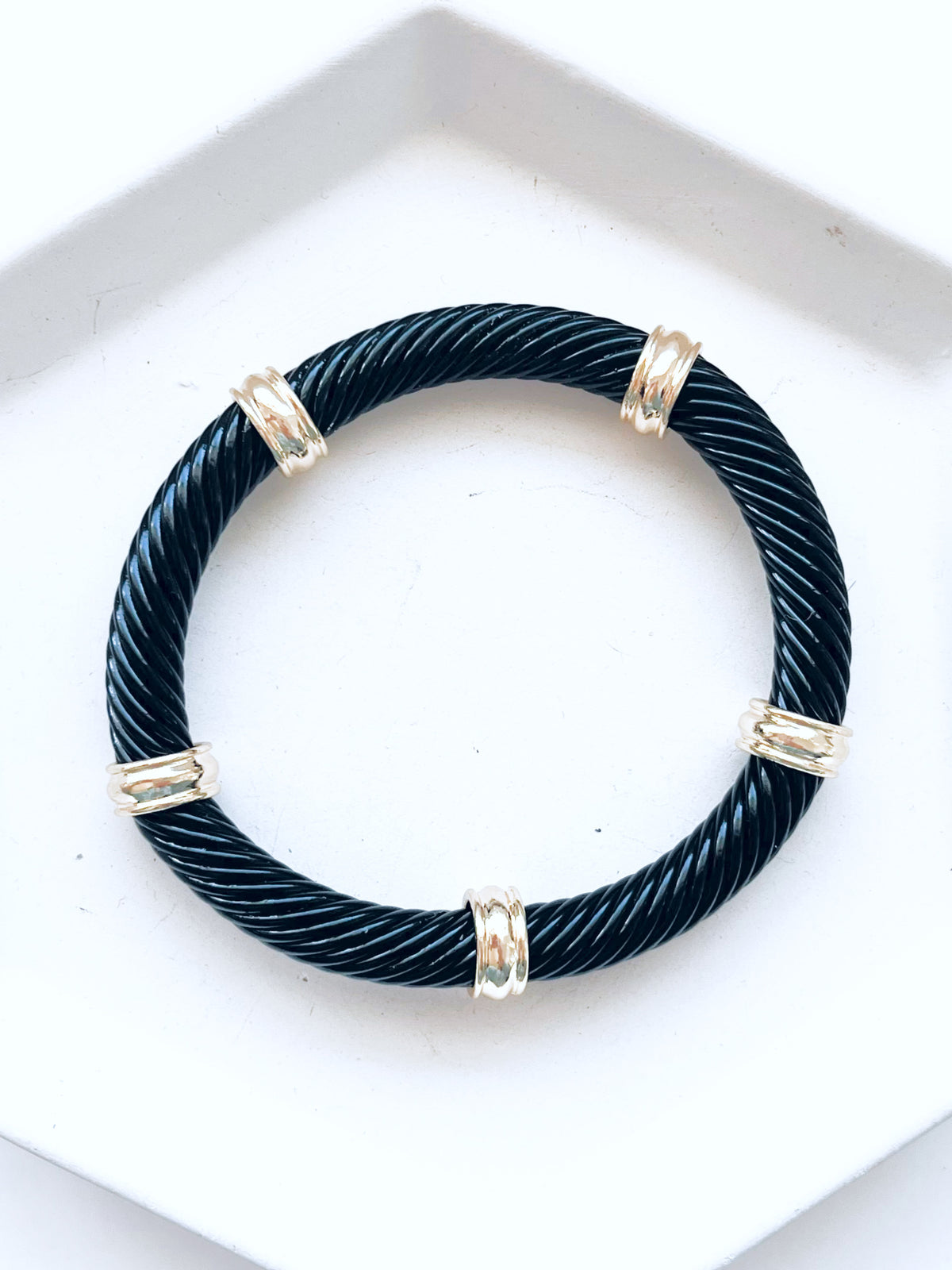 Thick Stretch Bracelet - Black-230 Jewelry-NYW-Coastal Bloom Boutique, find the trendiest versions of the popular styles and looks Located in Indialantic, FL