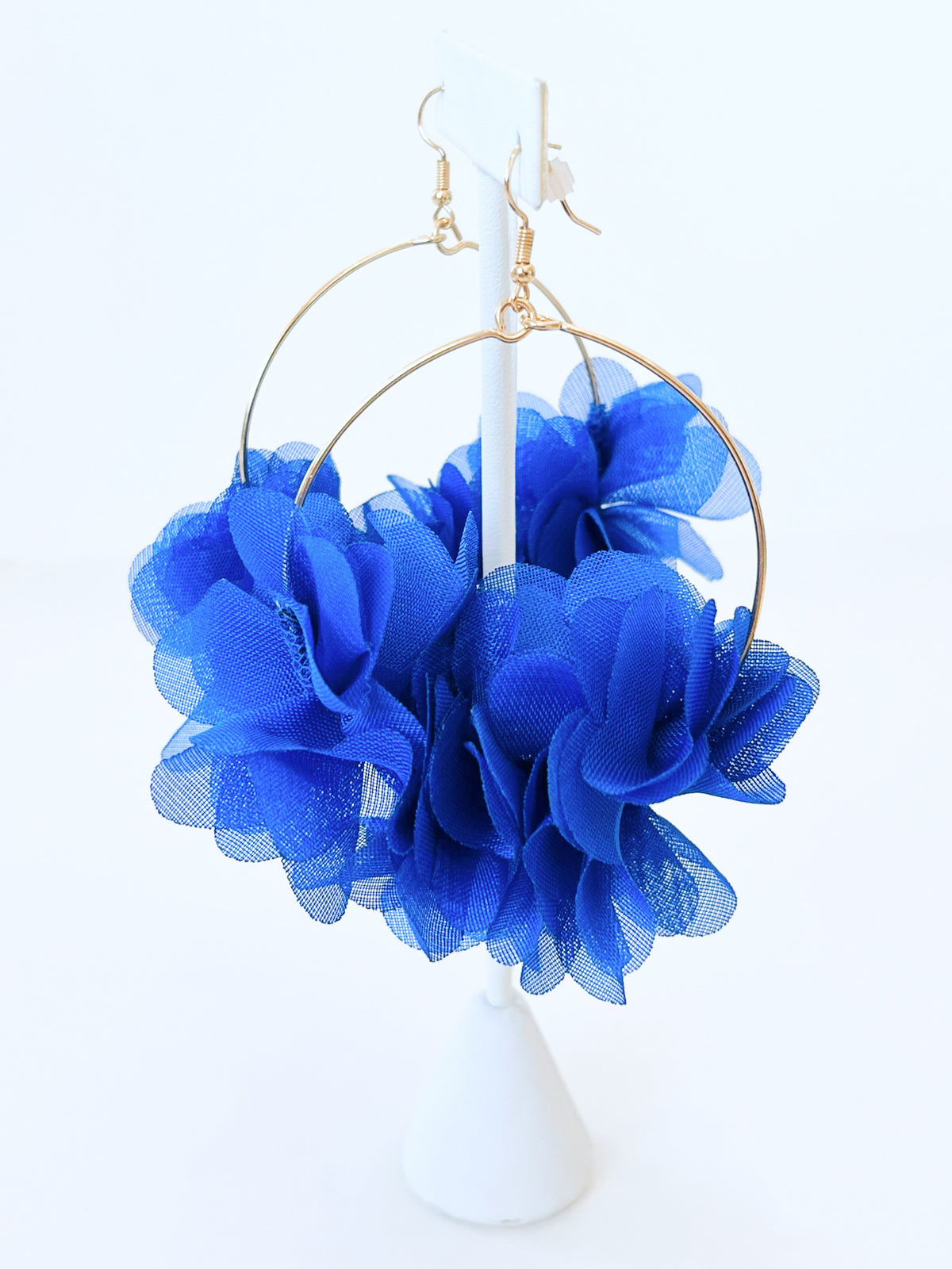 Ruffle Flower Earrings - Blue-230 Jewelry-GS JEWELRY-Coastal Bloom Boutique, find the trendiest versions of the popular styles and looks Located in Indialantic, FL