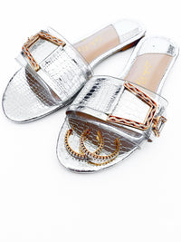 Clear Strap Croc Flats - Silver-250 Shoes-RagCompany-Coastal Bloom Boutique, find the trendiest versions of the popular styles and looks Located in Indialantic, FL