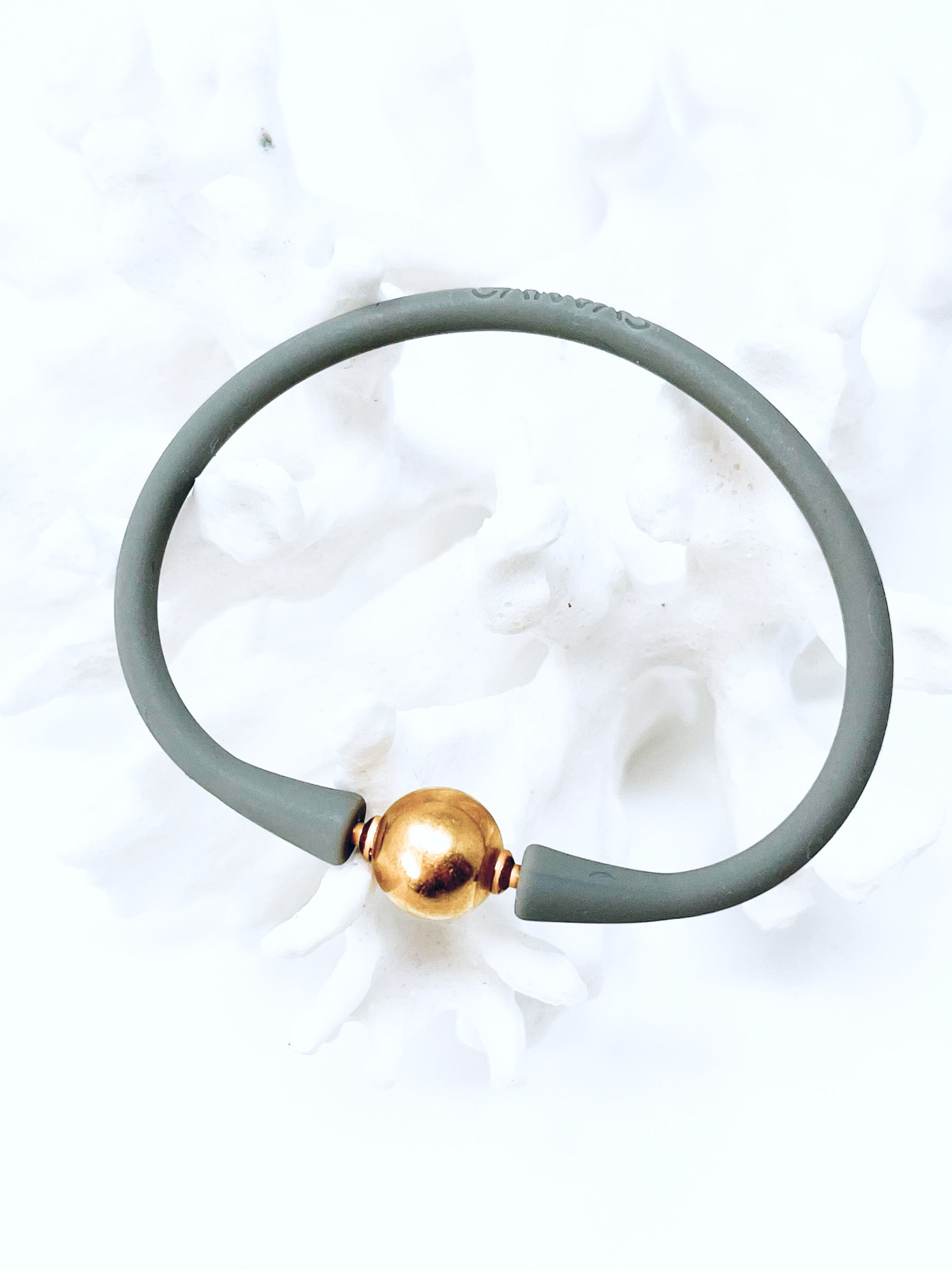 Bali Ball Bead Silicone Bracelet - Gray-230 Jewelry-Canvas-Coastal Bloom Boutique, find the trendiest versions of the popular styles and looks Located in Indialantic, FL