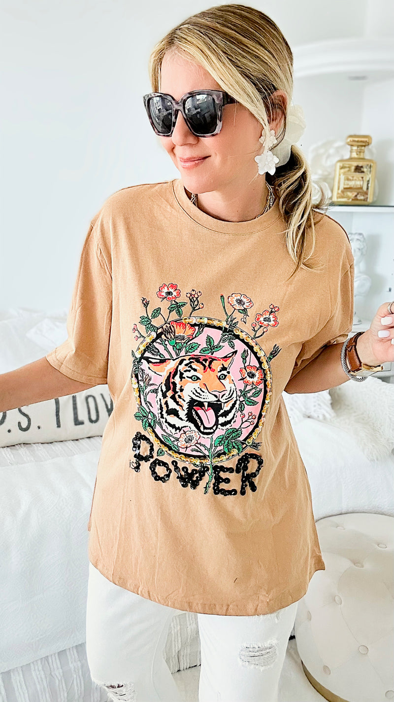 Fierce is Power Graphic Tee - Camel-120 Graphic-Yolly-Coastal Bloom Boutique, find the trendiest versions of the popular styles and looks Located in Indialantic, FL
