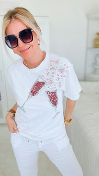 Sequin Bubbly Tee - White-120 Graphic-Why Dress-Coastal Bloom Boutique, find the trendiest versions of the popular styles and looks Located in Indialantic, FL