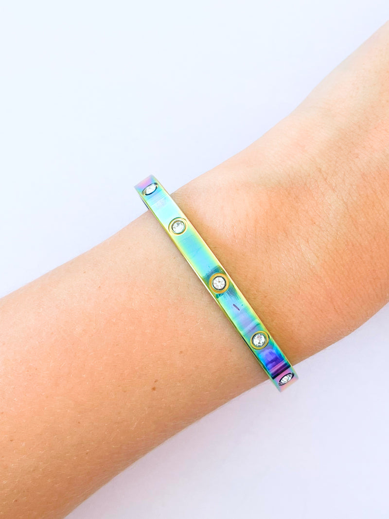 Sterling Silver Slim Bangle Bracelet - Oil Spill-230 Jewelry-NYW-Coastal Bloom Boutique, find the trendiest versions of the popular styles and looks Located in Indialantic, FL