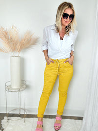 Love Endures Italian Jogger - Mustard-180 Joggers-Italianissimo/ SUNNY HOLIDAYS-Coastal Bloom Boutique, find the trendiest versions of the popular styles and looks Located in Indialantic, FL