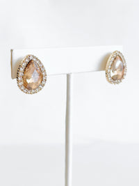 Teardrop Stud Earrings - Champagne-230 Jewelry-BAG BOUTIQUE-Coastal Bloom Boutique, find the trendiest versions of the popular styles and looks Located in Indialantic, FL