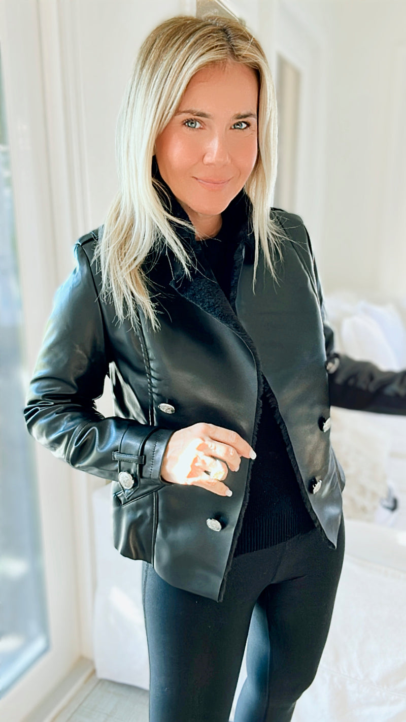 Moto Faux Leather Collar Jacket - Black-160 Jackets-ShopIrisBasic-Coastal Bloom Boutique, find the trendiest versions of the popular styles and looks Located in Indialantic, FL