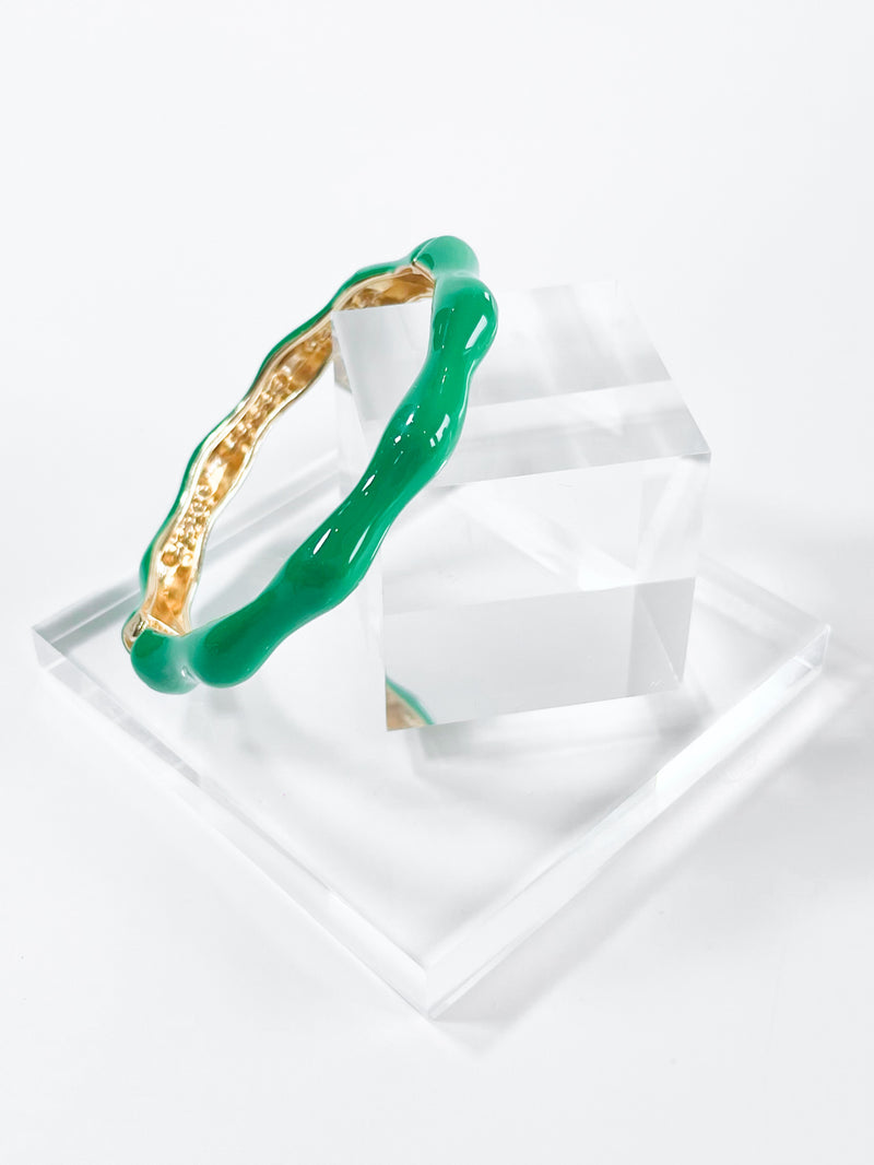 Enamel Bamboo Hinge Bracelet - Green-230 Jewelry-Golden Stella-Coastal Bloom Boutique, find the trendiest versions of the popular styles and looks Located in Indialantic, FL