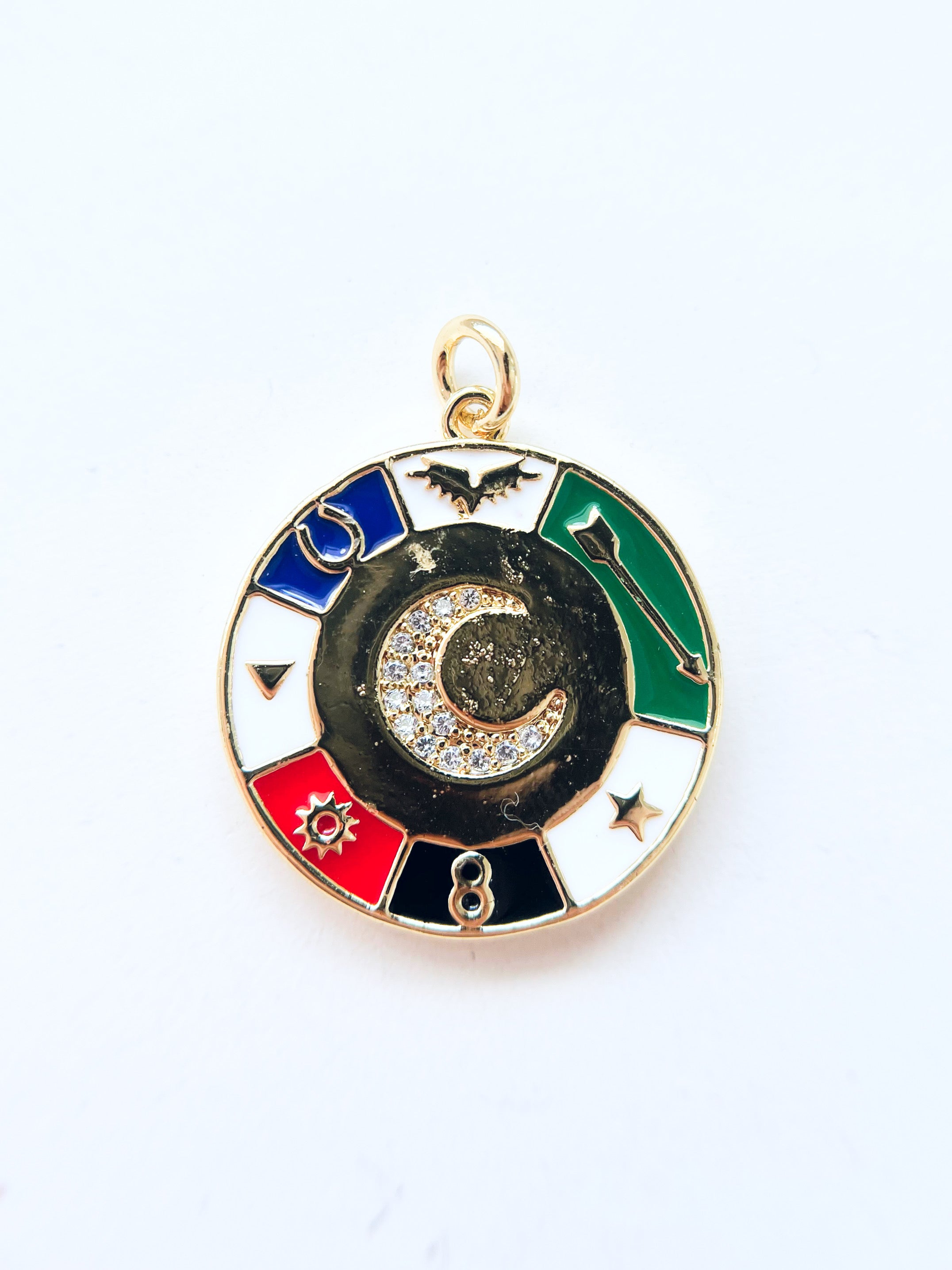 Enamel Lucky Moon Charm - Colorful-230 Jewelry-Bling by A-Coastal Bloom Boutique, find the trendiest versions of the popular styles and looks Located in Indialantic, FL