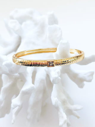 Square Stone Textured Bracelet - Clear-230 Jewelry-NYC-Coastal Bloom Boutique, find the trendiest versions of the popular styles and looks Located in Indialantic, FL