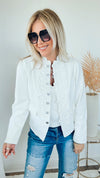 Richmond Denim Jacket - Ivory-160 Jackets-Andree By Unit-Coastal Bloom Boutique, find the trendiest versions of the popular styles and looks Located in Indialantic, FL