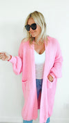 Sugar High Long Italian Cardigan-Pink-150 Cardigans/Layers-Germany-Coastal Bloom Boutique, find the trendiest versions of the popular styles and looks Located in Indialantic, FL