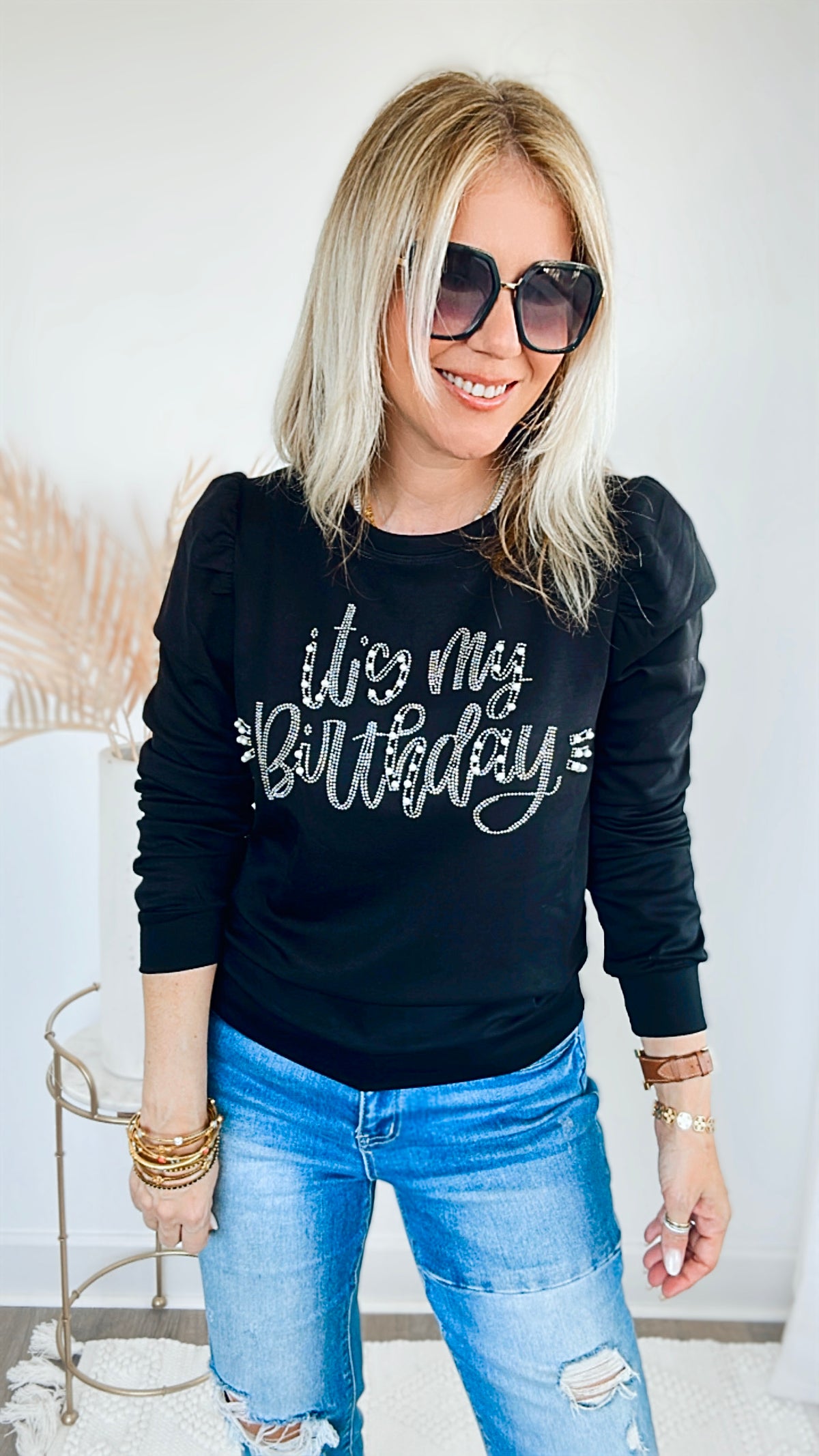 It's My Birthday Scuba Sweatshirt-120 Graphic-Why Dress-Coastal Bloom Boutique, find the trendiest versions of the popular styles and looks Located in Indialantic, FL